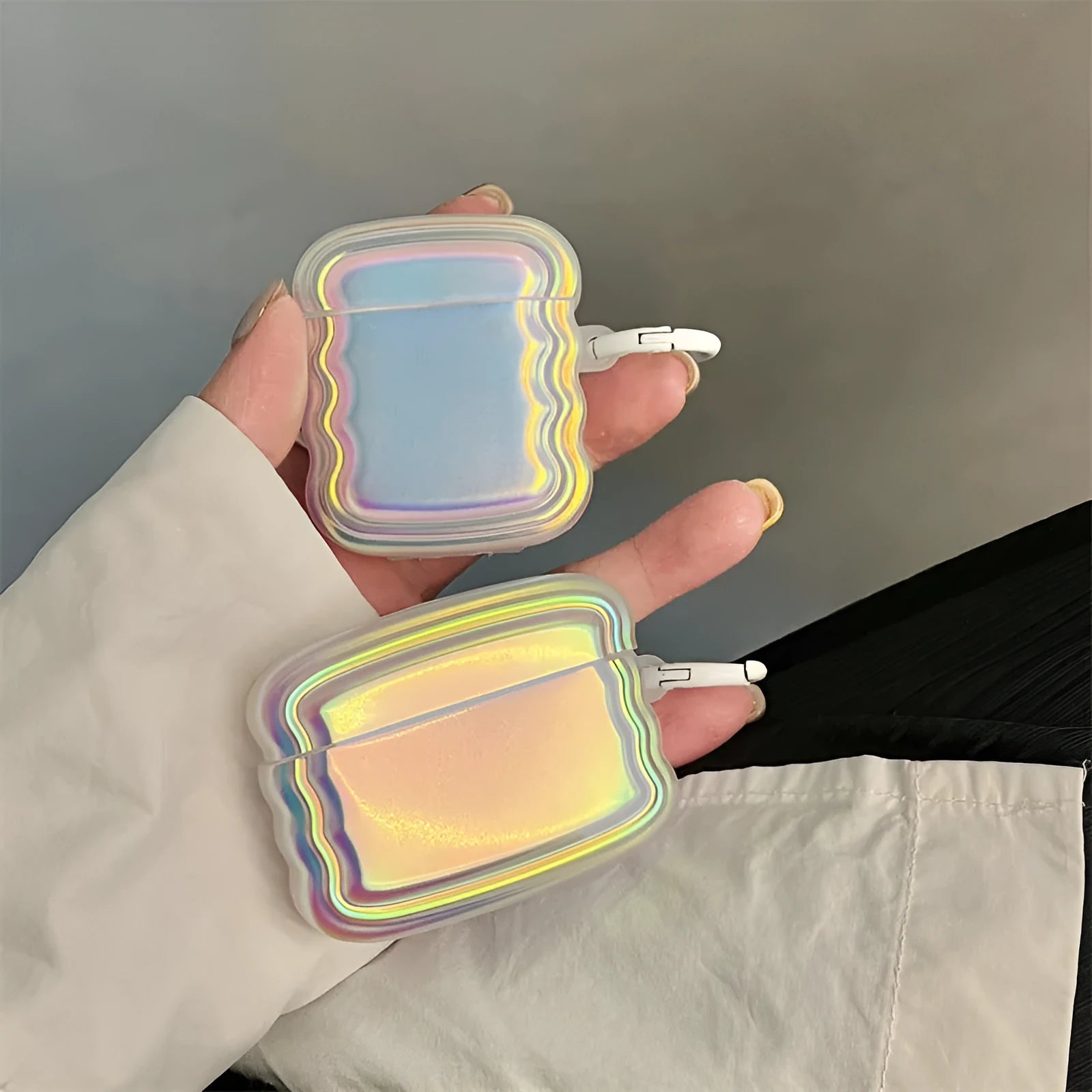 Silicone AirPods case with laser pattern design in magic laser+ring colour