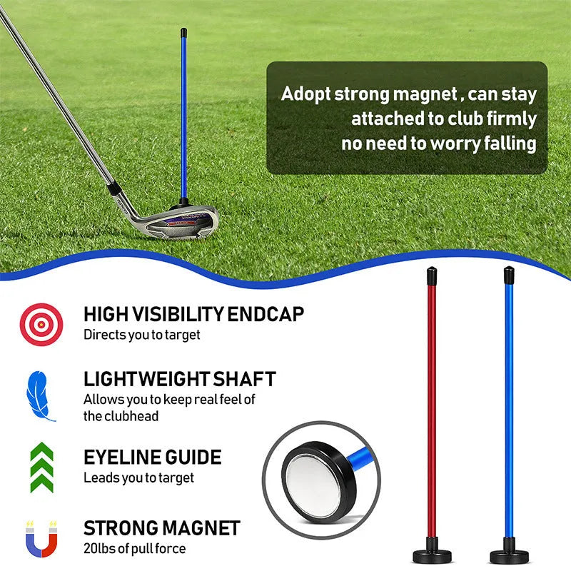 Red and blue aluminium alloy magnetic golf swing trainer with baseball bat alignment bar