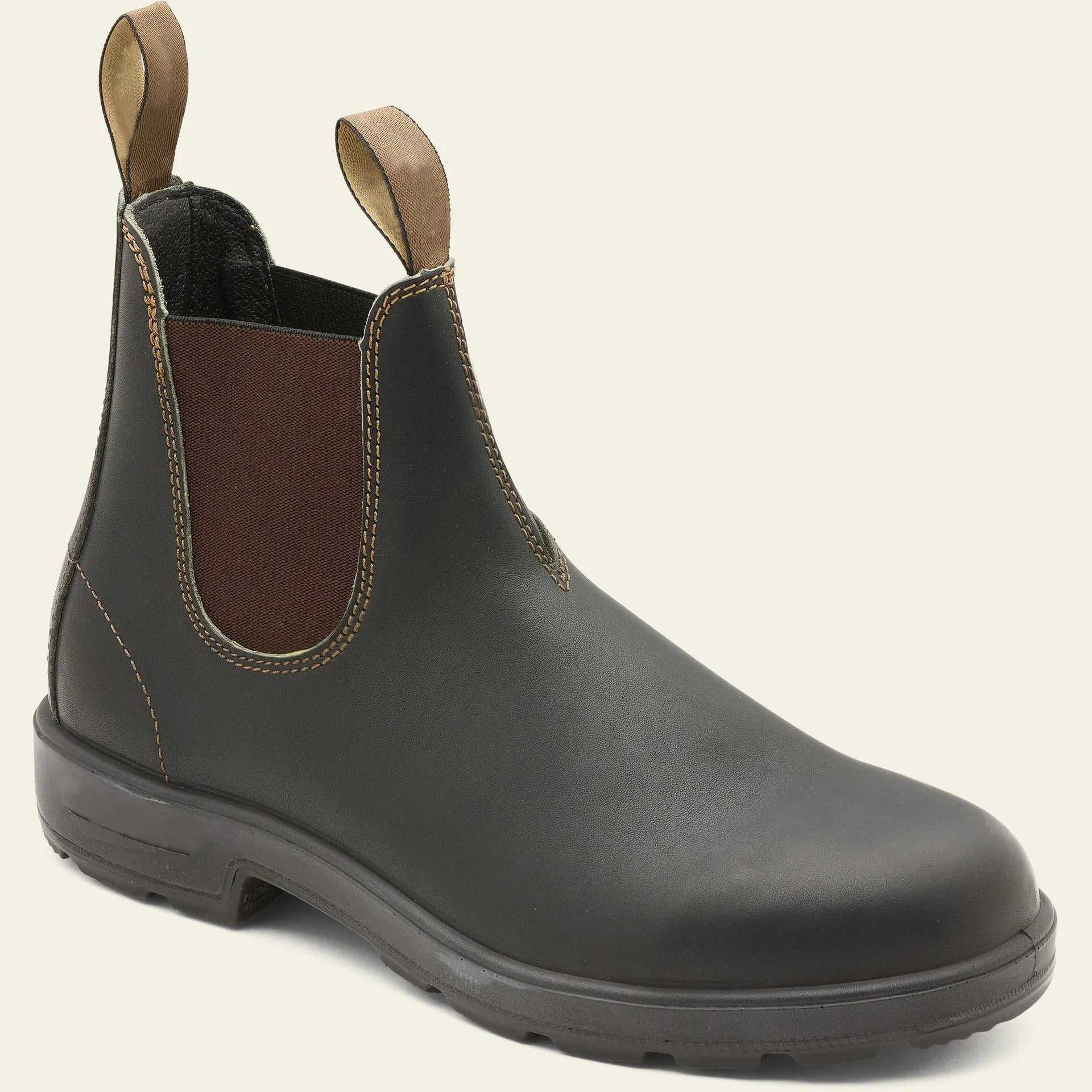 Vintage Chelsea boots artificial PU leather ankle boots with low heel and round toe in black brown grey colours
