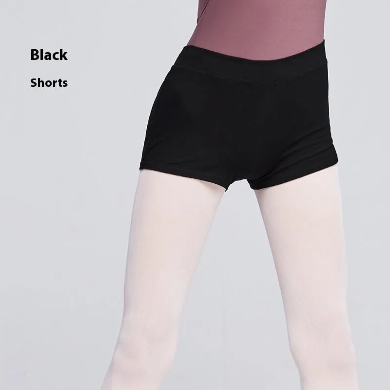 Black cotton women's dance practice shorts for fitness and ballet