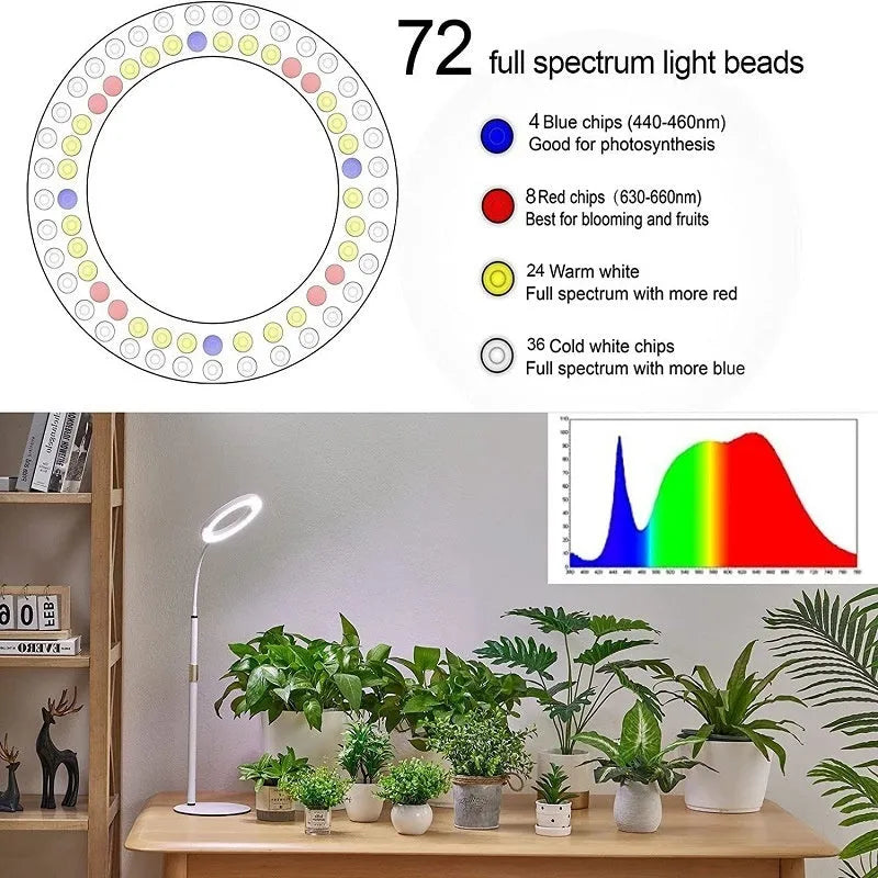 6-inch angel ring retractable floor plant grow light with aluminium alloy shell on a stand