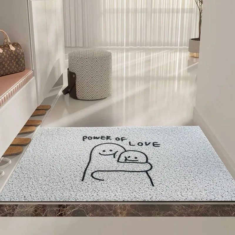 Mr Big Nose cartoon facial expression PVC household floor mat in a square shape.
