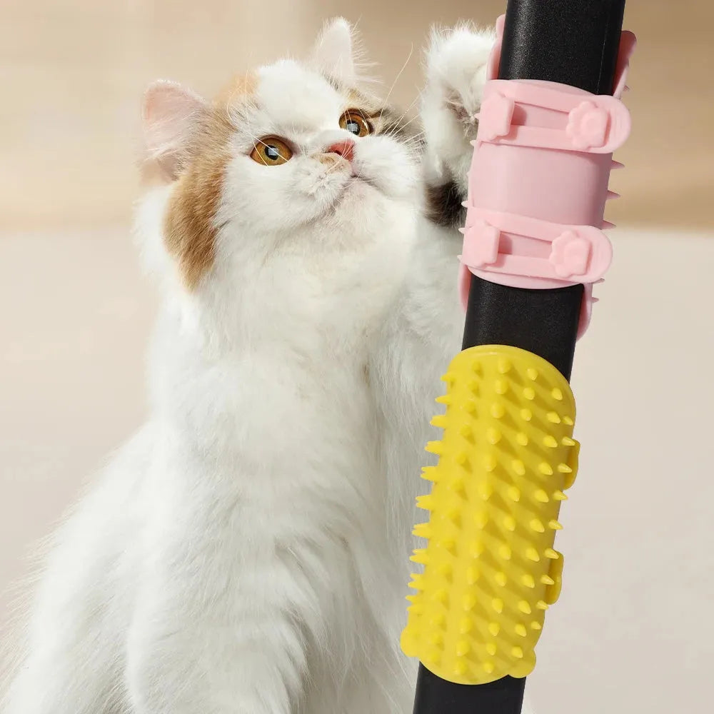 Silicone pet grooming comb with adjustable strap in assorted colours for cats and dogs