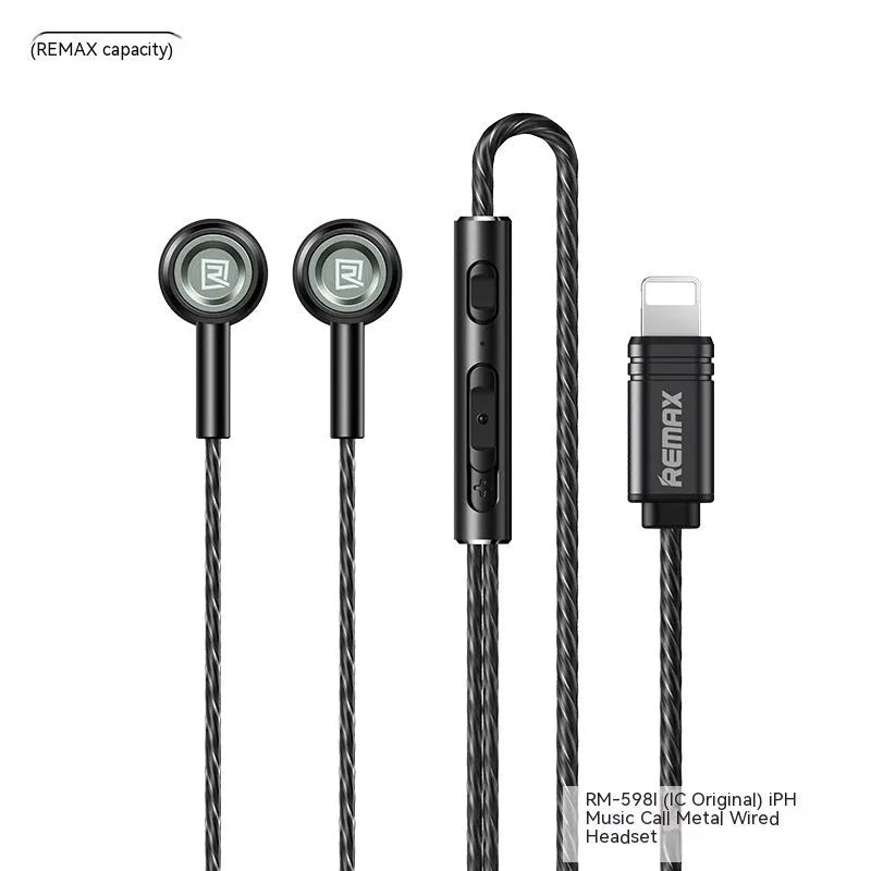 Monster Remax RM711 metal in-ear TWS earbuds with wired Type-C and Lightning in Black