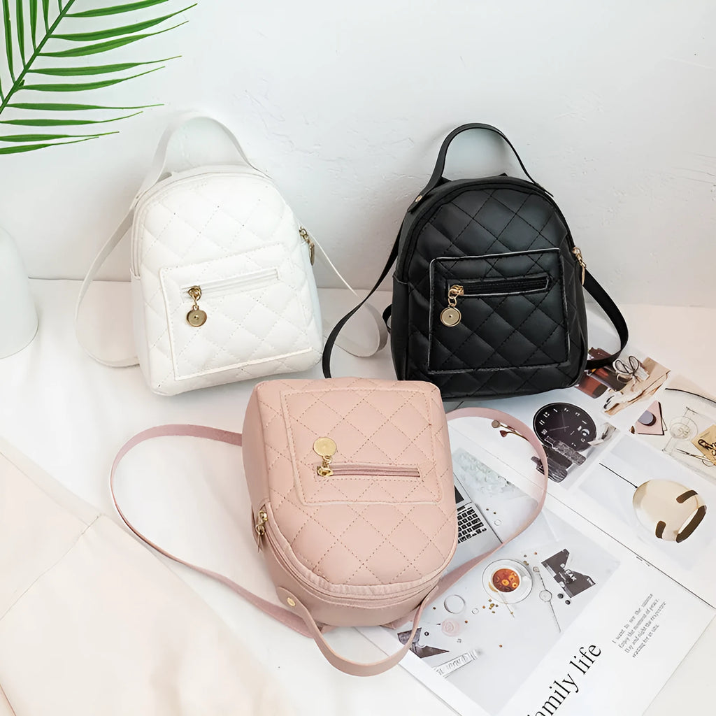 Korean style embroidered girls backpack in square shape with soft carry handle