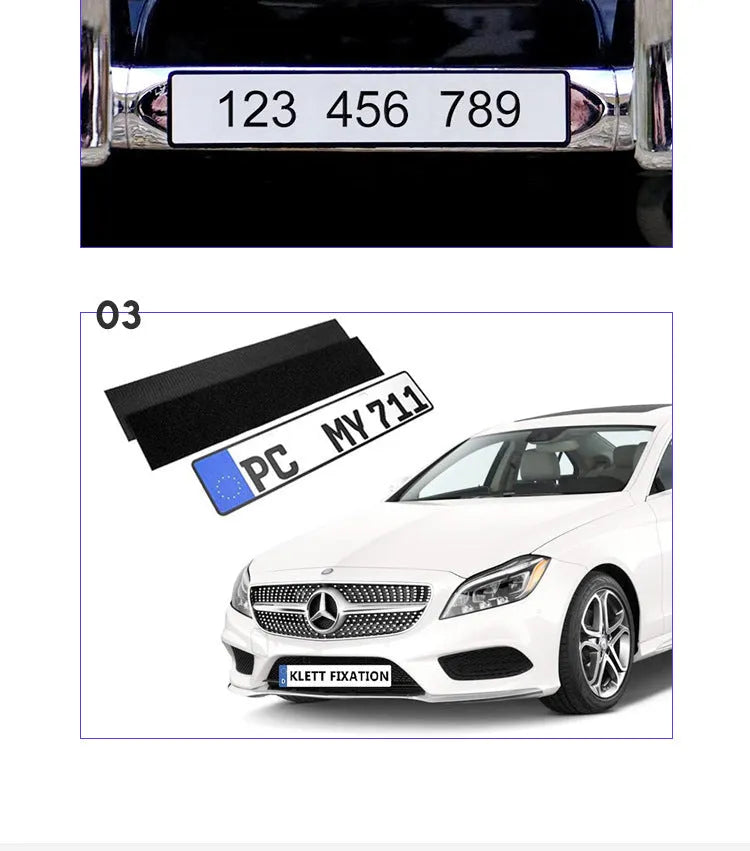 Two pairs of high temperature resistant adhesive Velcro strips for car license plate fixing 100x500mm