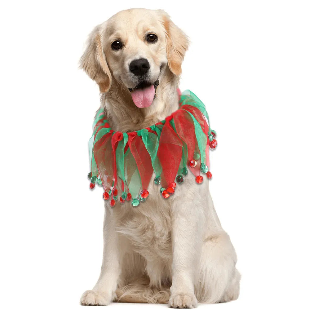 Tie-dye pet collar in Christmas and Halloween styles with cloth material construction