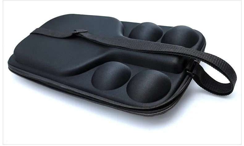 Black Peak pickleball racket storage bag with dual shoulder straps on a grey background