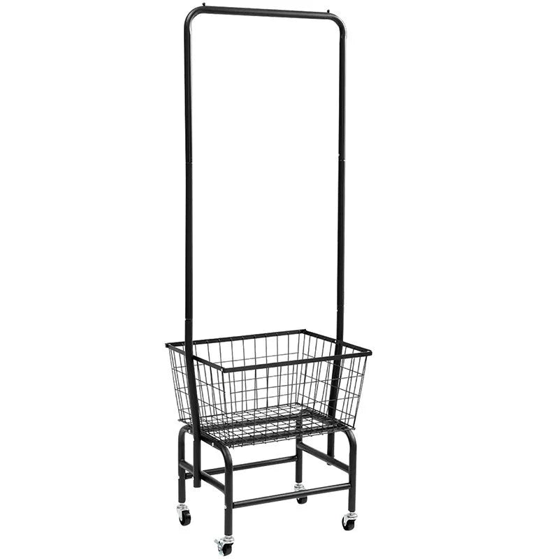 Iron single rod pulley storage car with clothes hanger in white or black colour