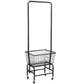 Iron single rod pulley storage car with clothes hanger in white or black colour