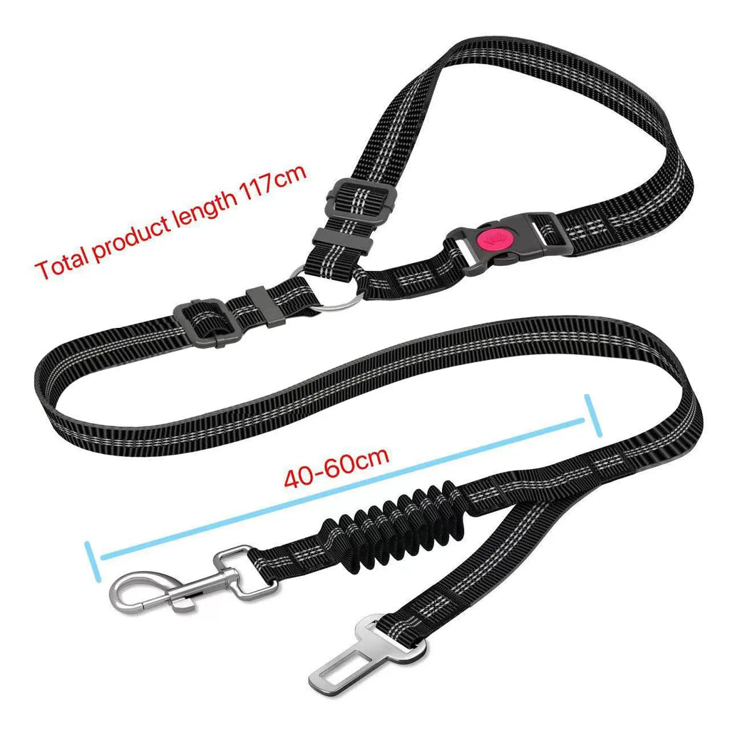 Nylon Retractable Dog Leash with Car Seatbelt Anti-pull Rope
