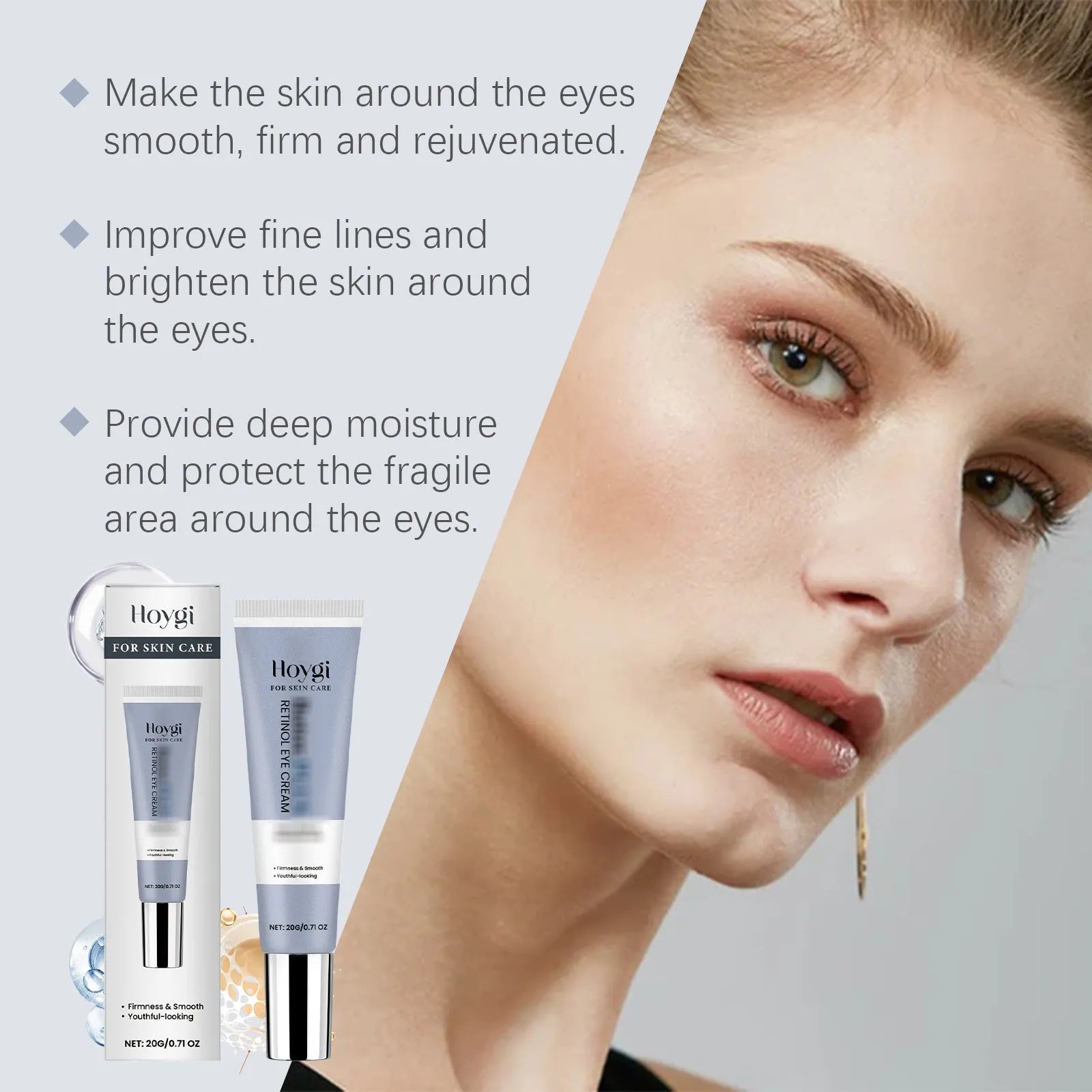 20g jar of retinol eye cream with soft moisturising formula for delicate eye area