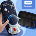 3D leather stationery box pencil case with sculpted astronaut design in blue colour