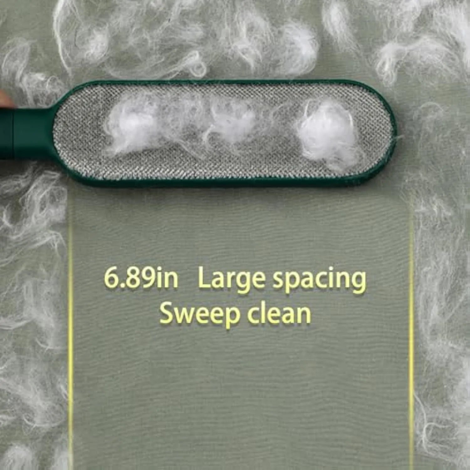 Blue, green, and white double-sided pet hair remover brush with storage base.
