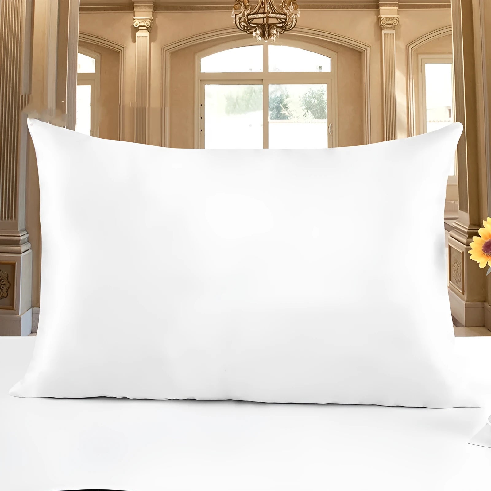 19 Momme double-sided silk pillowcase in apricot colour with hidden zipper closure