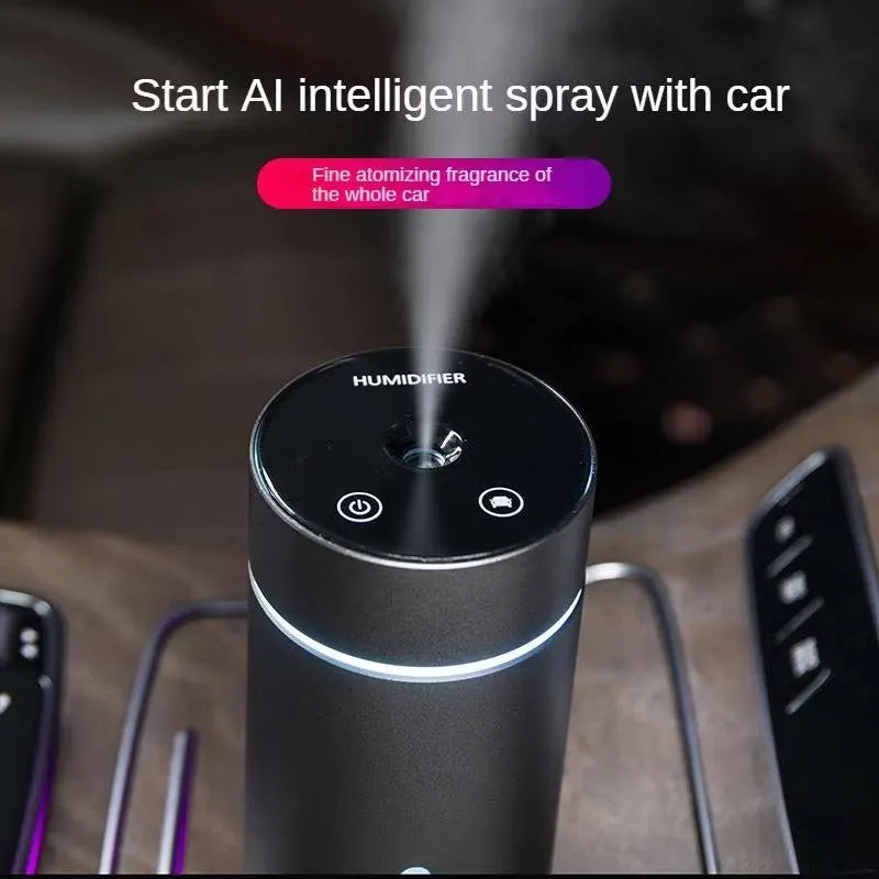 Aluminium alloy car humidifier and essential oil diffuser with 260ml water tank and colourful night light