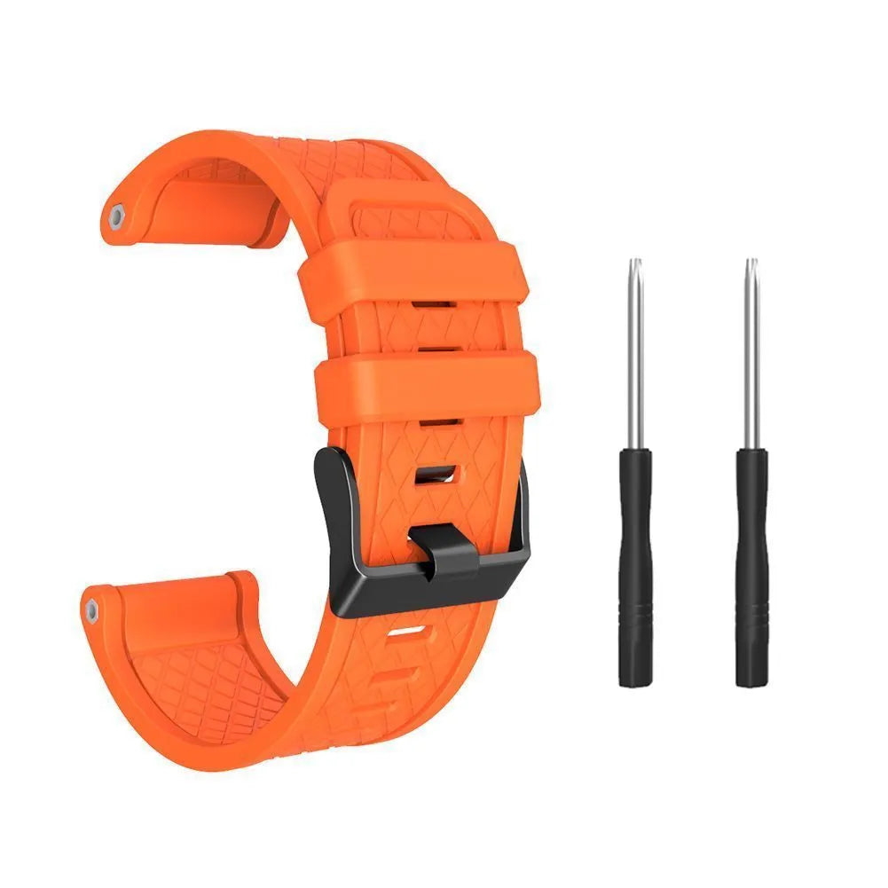 Black silicone watch strap with stainless steel buckle for Jiaming 26mm watches