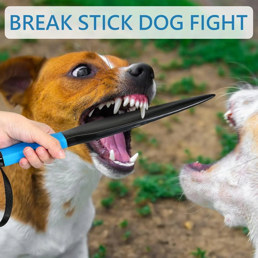 Dog break stick training tool with blue handle for small medium dogs bite prevention