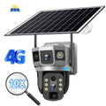 V380 outdoor security camera with solar panel on wall mount