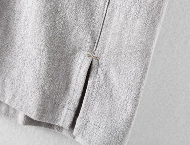Men's loose fit cotton linen casual shirt in solid colour options