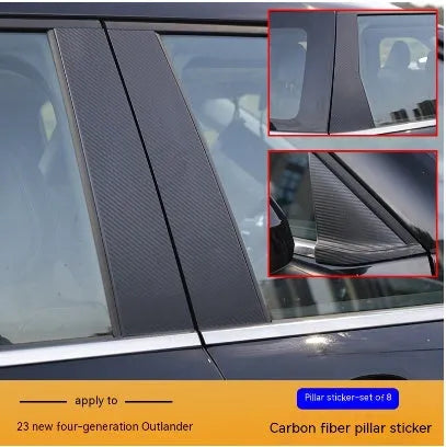 Mitsubishi Outlander car with black protective vinyl film applied to its exterior door and window pillars.