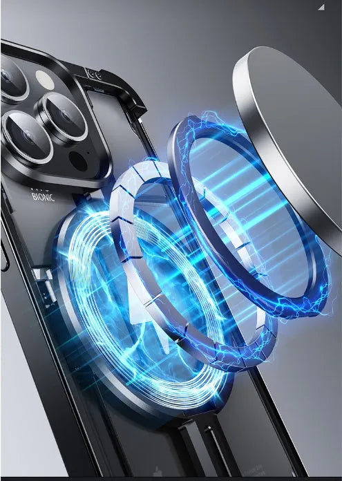 Metal airbag phone case for Apple iPhone in black with kickstand and aerospace-grade aluminium finish