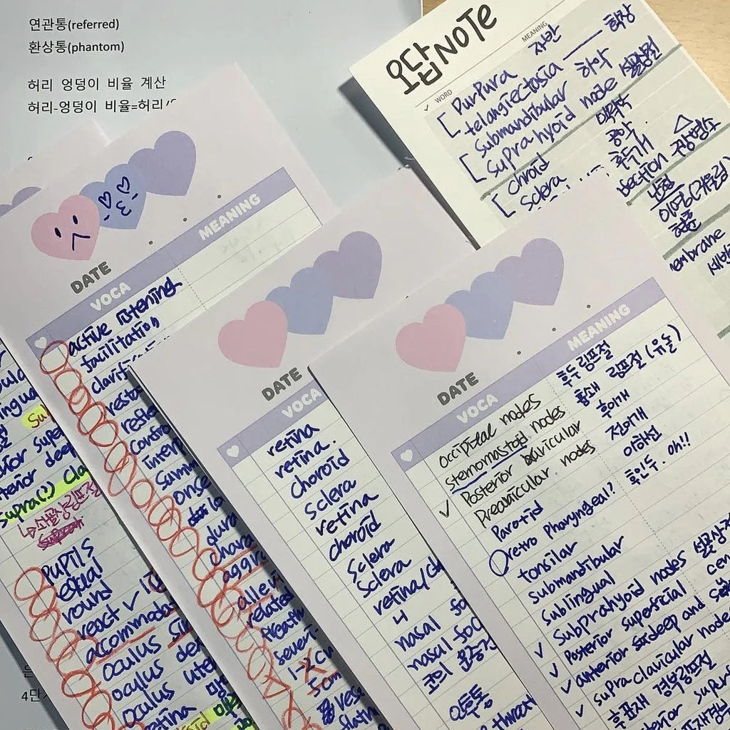 Vertical double-sided notepad with English words printing in B5 half size with coloured cover