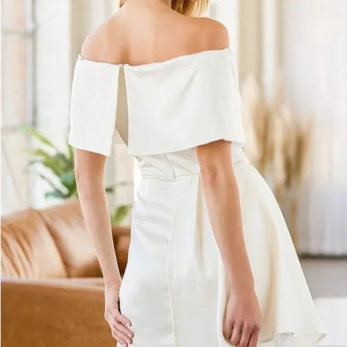 Women's off-shoulder strapless dress with patchwork skirt and high waist design in matcha green colour