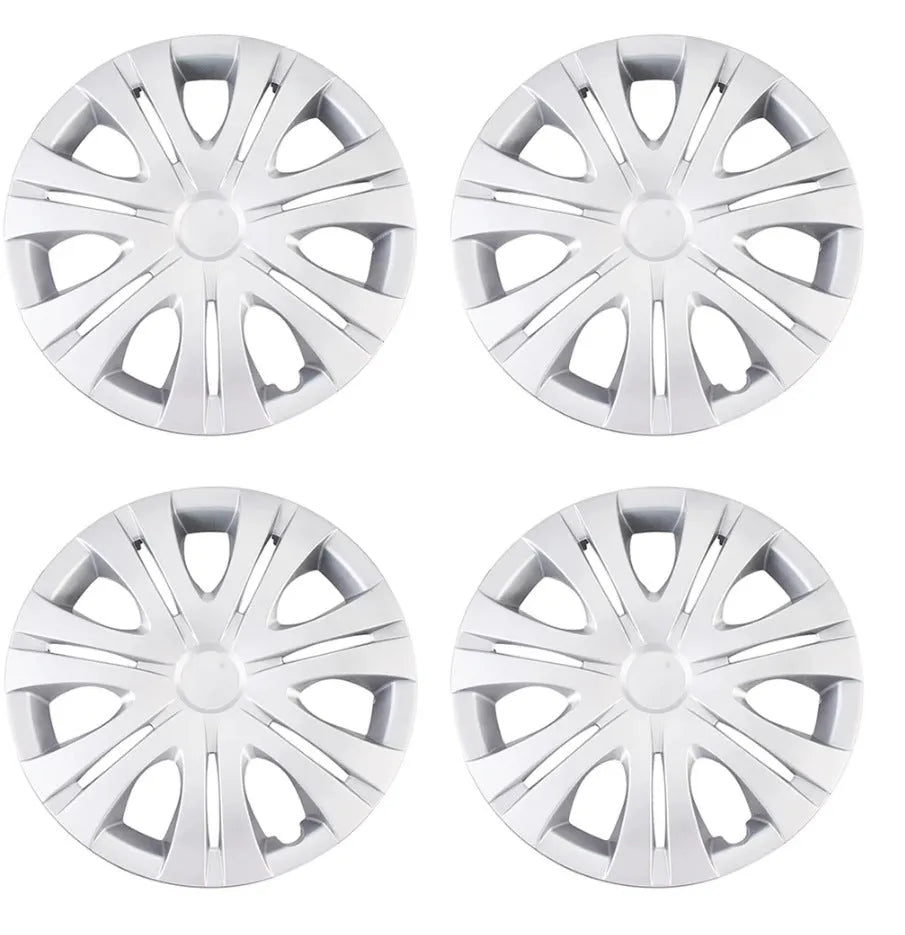 Universal ABS plastic wheel hub cover in a monochrome finish for car decoration.