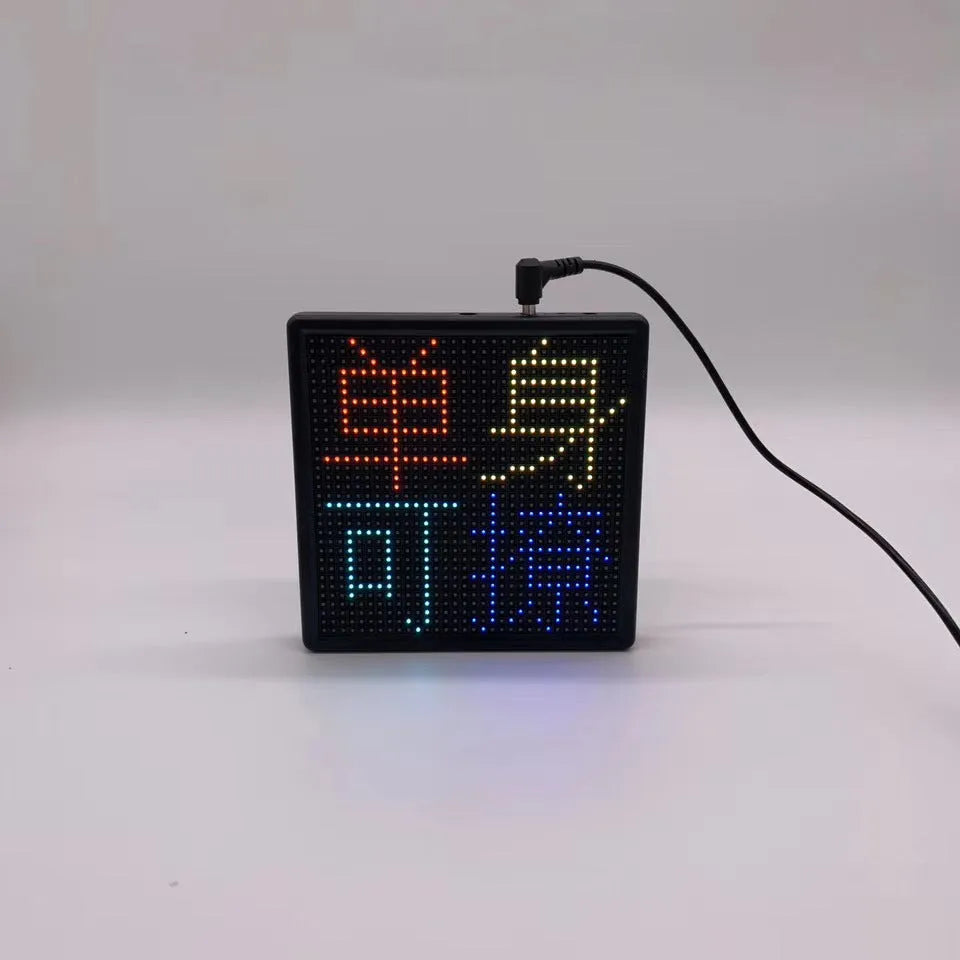 Bluetooth wireless LED car display screen with aluminium frame showing animated graphics