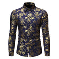 Men's metal bronzing printed lapel shirt in casual cardigan style