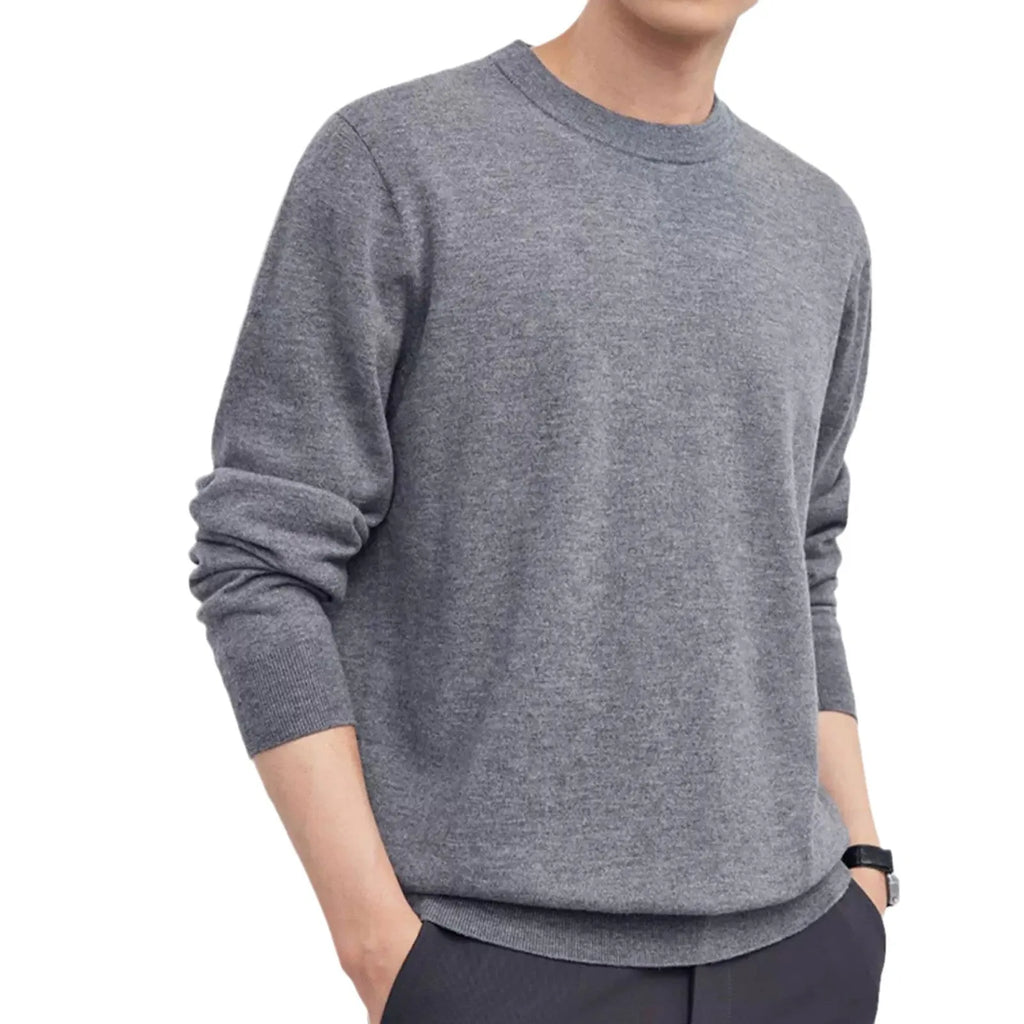 Men's standard wool pullover sweater in regular cut showing multiple colour options