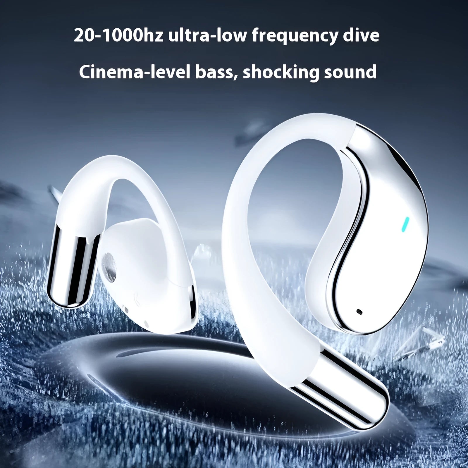 Black sports Bluetooth earphones with ear-mounted design and aluminium alloy construction