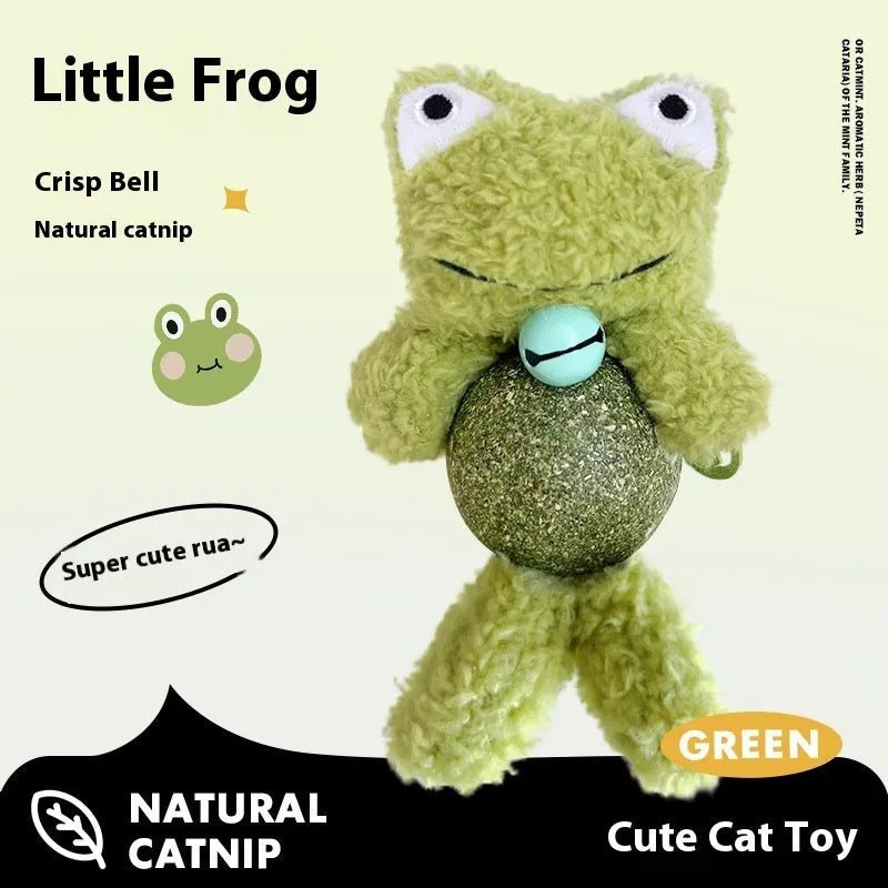 Plush catnip ball toy with creative animal doll design measuring 15cm height
