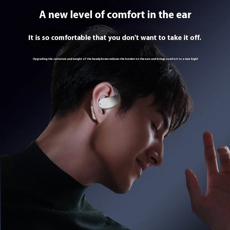 Black sports Bluetooth earphones with ear-mounted design and aluminium alloy construction