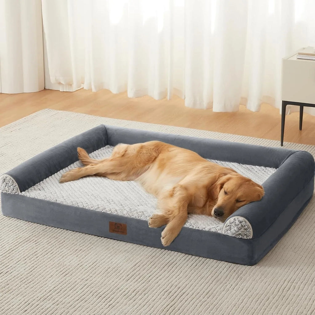 Rectangular cloth dog sleeping mat in gray with simple design for four seasons use