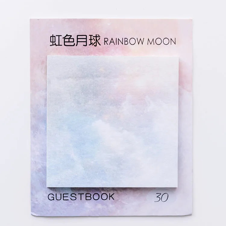 Square planet sticky notes notepad showing astronomical oil painting designs including various planetary imagery