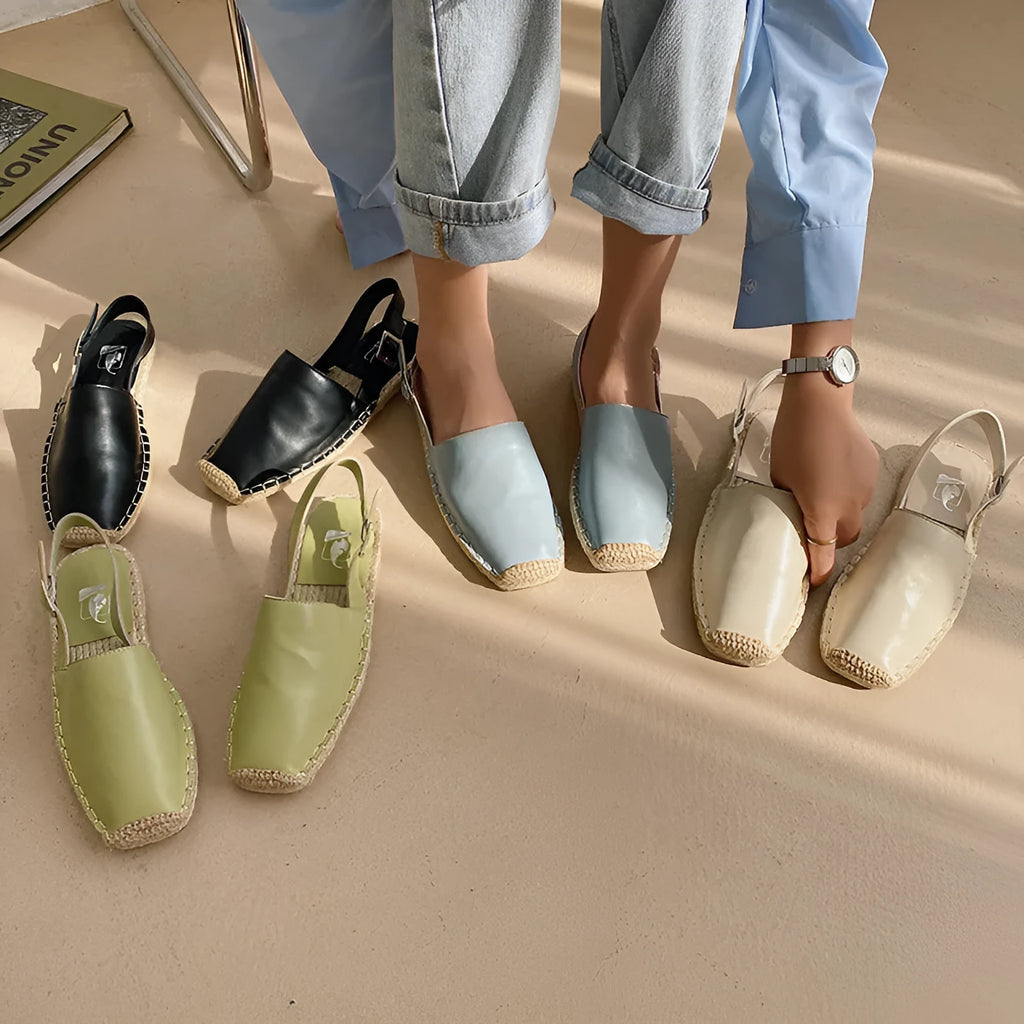 Women's retro fisherman flat sandals in canvas with superfine fibre lining