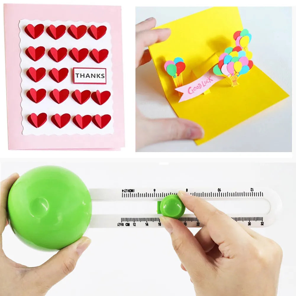 Orange and green plastic round paper cutter for A3 sheets on a table.