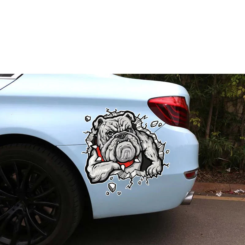 Grey dog pattern motorcycle decorative bumper sticker measuring 17 by 17 centimetres