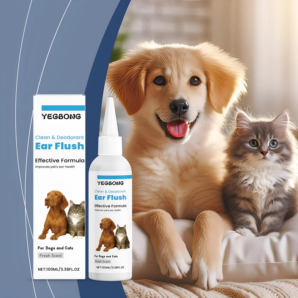 100ml pet ear cleaner bottle with applicator for cats and dogs