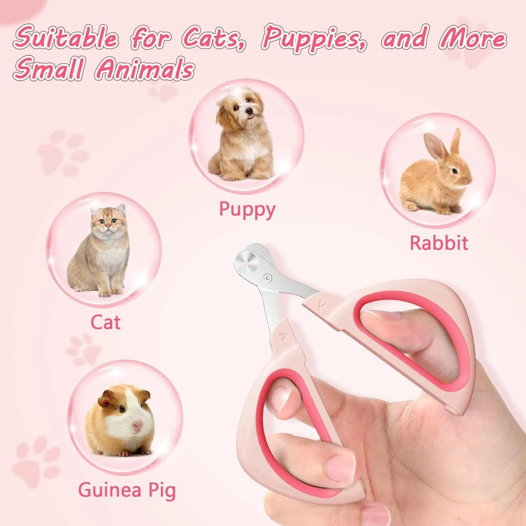 Blue cat nail clipper with a round safety positioning hole and a non-slip ergonomic handle.