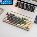 Wireless Bluetooth dual mode mechanical feeling keyboard in Blueberry colour with compact 38 cm design
