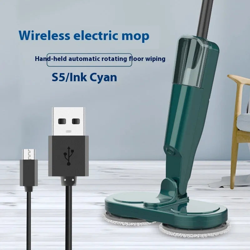 Wireless sweeping and mopping machine in S5 Green colour with USB charging cable