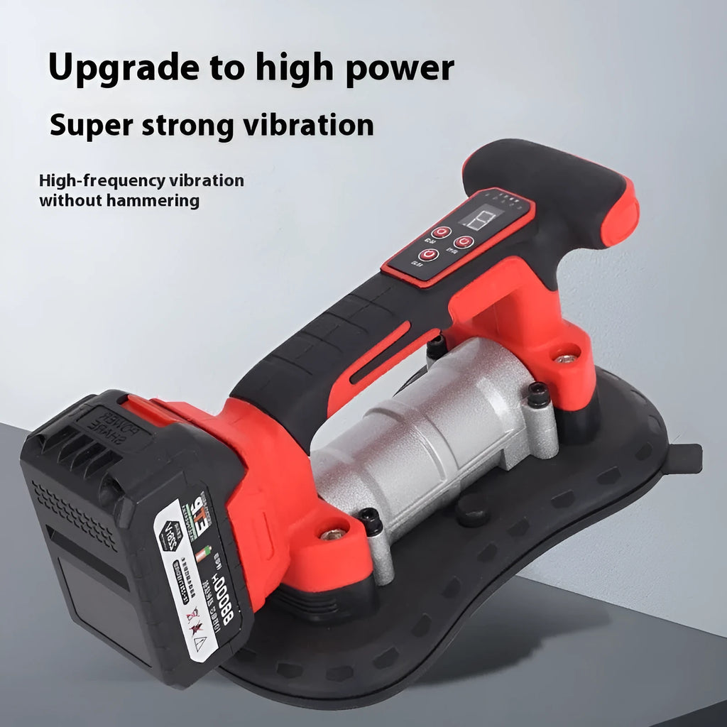 A cordless tile laying machine with a suction head, designed for installing floor and wall tiles up to 200cm in size.