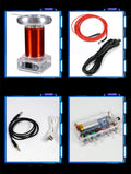 Tesla coil driver board with controller and cables for music-synchronised electrical arc displays