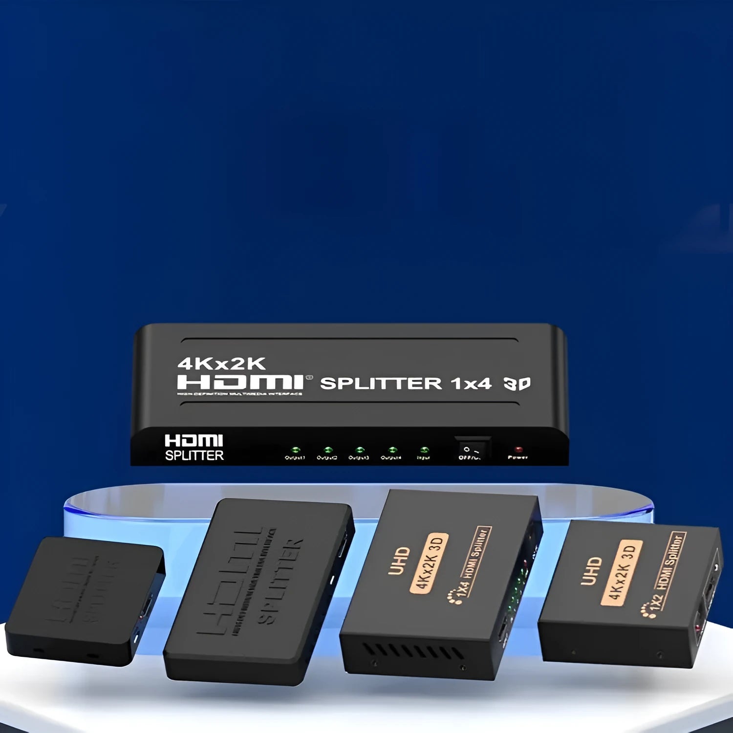 HDMI 1 to 2 splitter 4K series with power cables