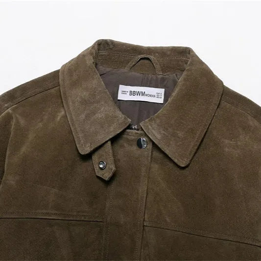 Women's PU leather casual jacket in regular fit Japanese Korean style