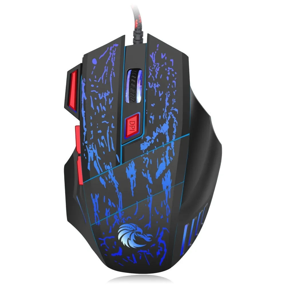 Water Crack H300BK black gaming mouse with colourful luminous lighting and 1.5 metre USB cable