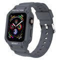 Soft TPU sport strap for Apple Watch Series 8 in multiple colours on a grey background
